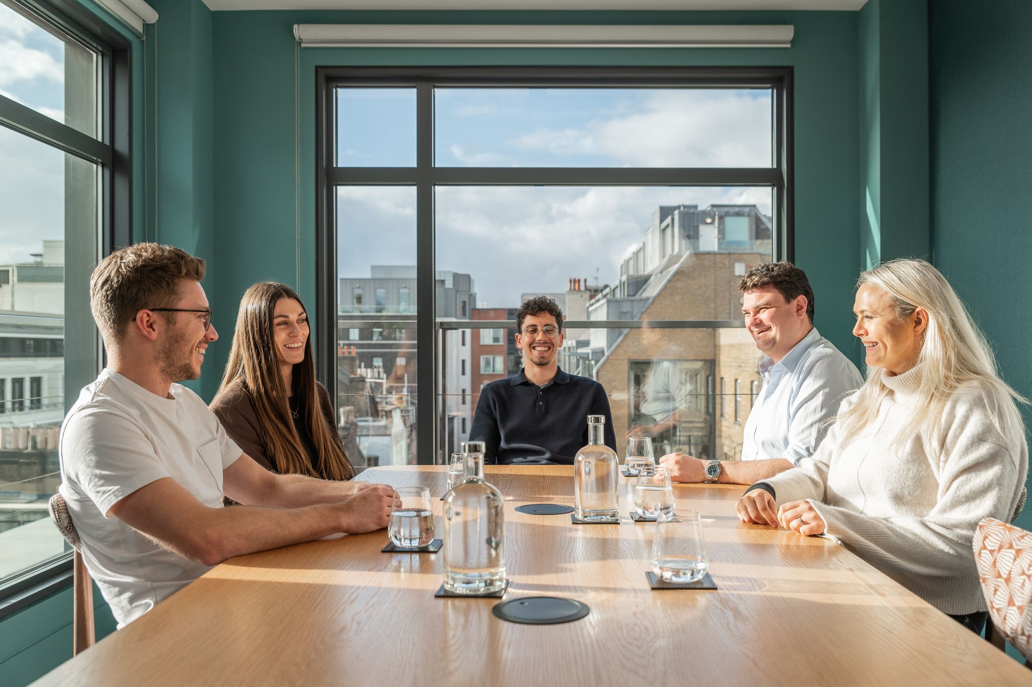 Staff members in a meeting.